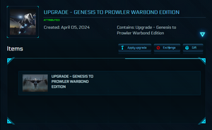 Upgrade - Genesis to Prowler Warbond Edition