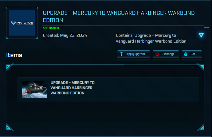 Upgrade - Mercury to Vanguard Harbinger Warbond Edition