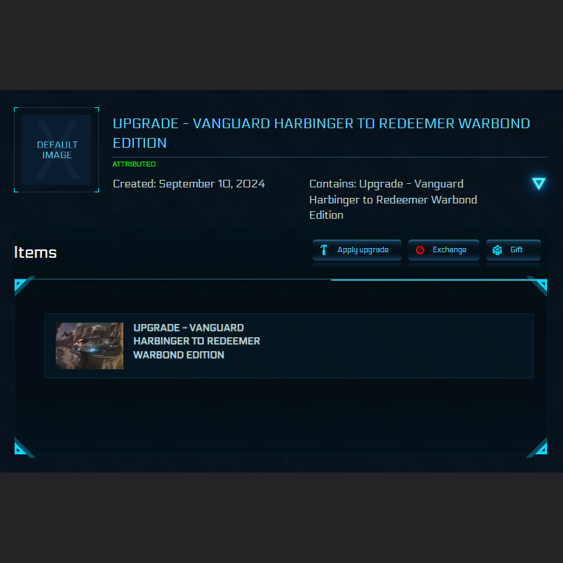 Upgrade - Vanguard Harbinger to Redeemer Warbond Edition