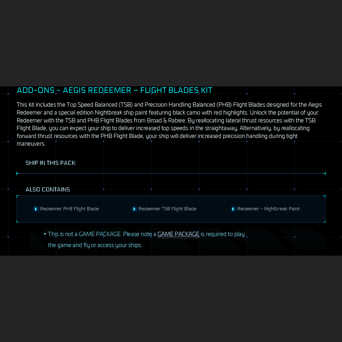 Aegis Redeemer Flight Blade Kit Add-On With Nightbreak paint
