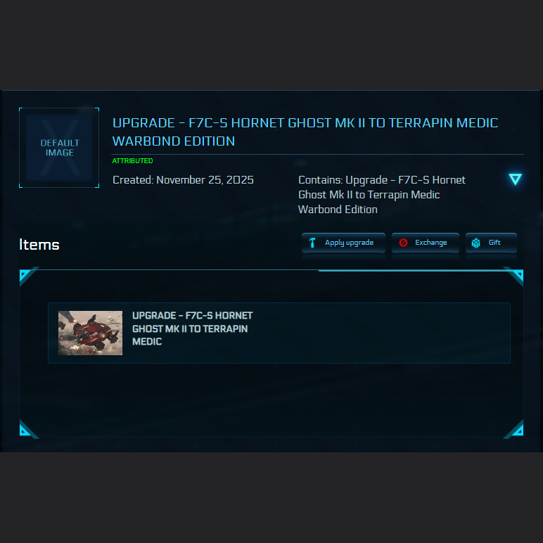 Upgrade - F7C-S Hornet Ghost Mk II to Terrapin Medic Warbond Edition 10y. ins.