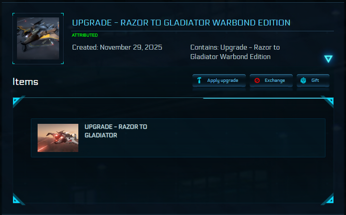 Upgrade - Razor to Gladiator Warbond Edition 120m ins + 2955 BIS Skin + Poster