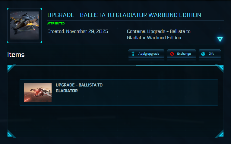 Upgrade - Ballista to Gladiator Warbond Edition 10y ins + BIS2955 skin + Poster