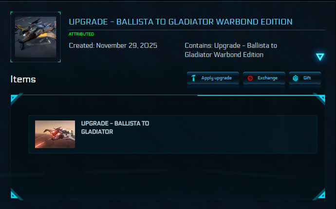 Upgrade - Ballista to Gladiator Warbond Edition 10y ins + BIS2955 skin + Poster