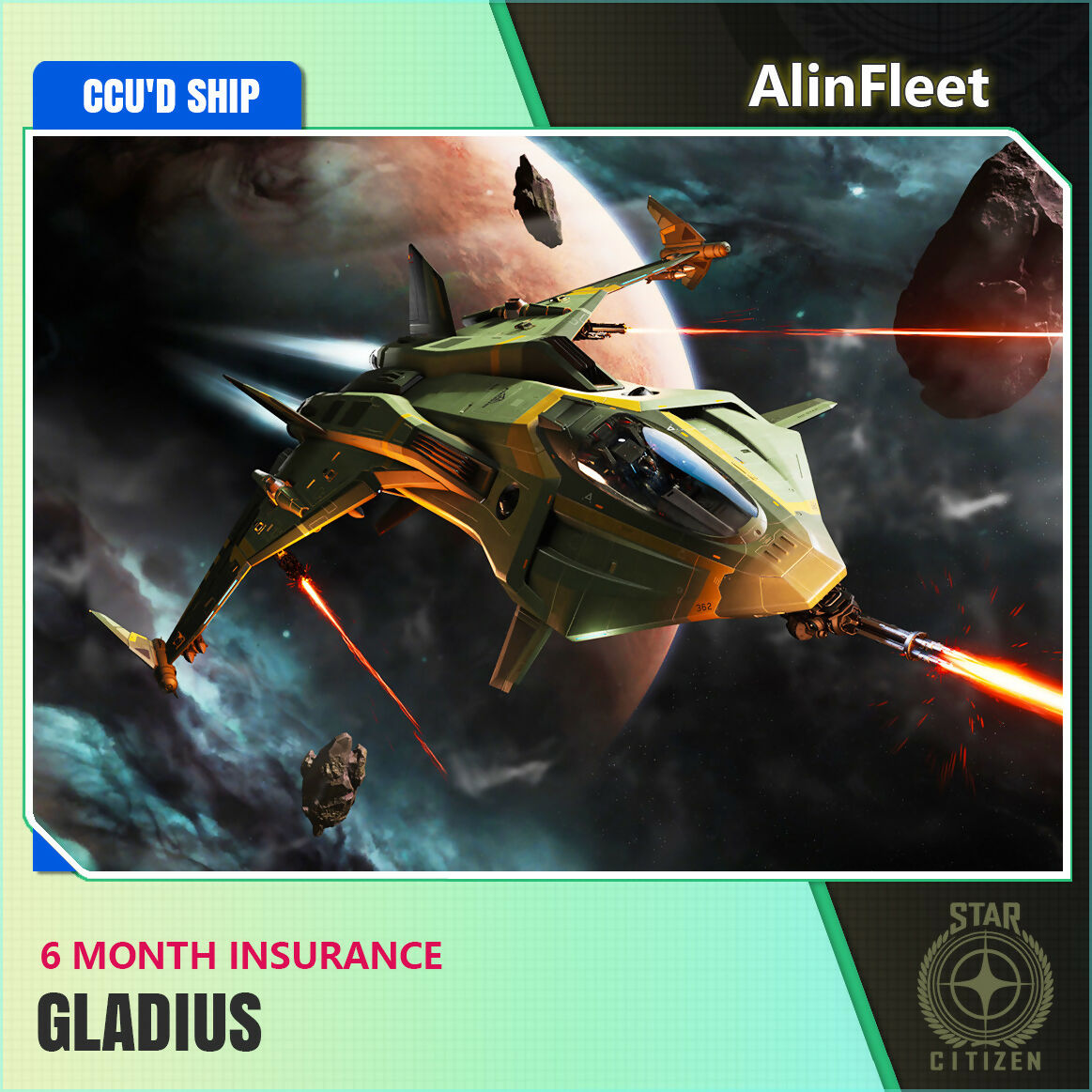 Space-Foundry.com: Gladius - 6 Month Insurance - CCU'd Ship