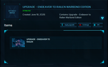 Load image into Gallery viewer, Upgrade - Endeavor to Railen Warbond Edition | Space Foundry Marketplace.