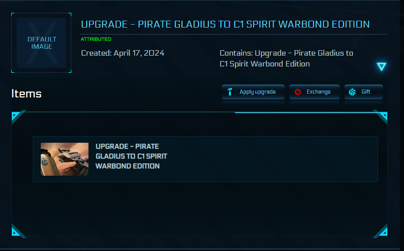 Upgrade - Pirate Gladius to C1 Spirit Warbond Edition