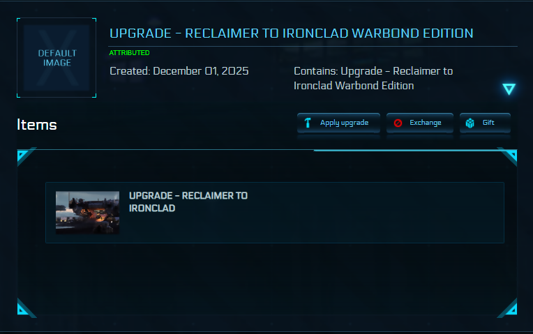 Upgrade - Reclaimer to Ironclad Warbond Edition 10y ins.