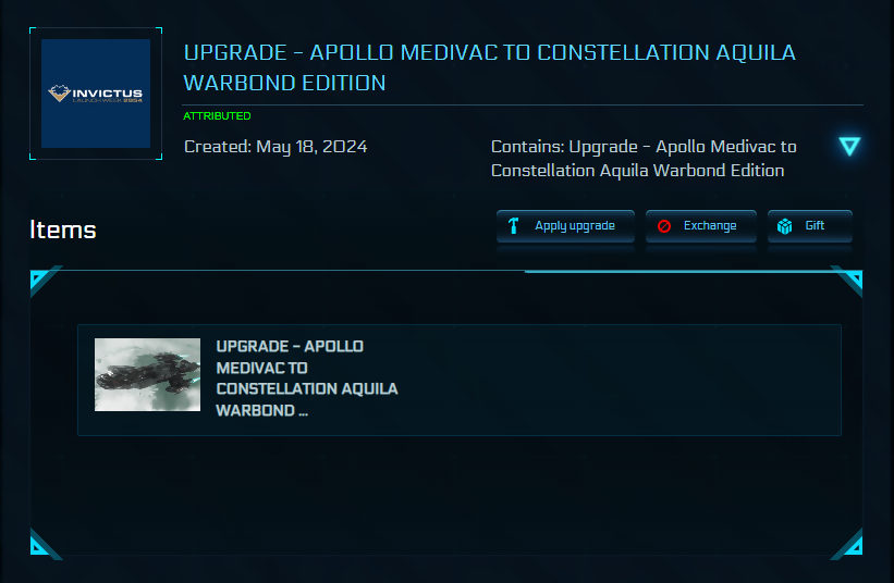 Upgrade - Apollo Medivac to Constellation Aquila Warbond Edition - Invictus 2954