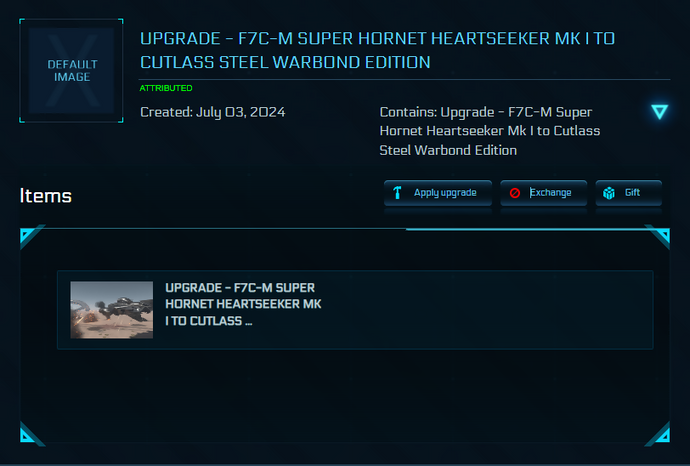 Upgrade - F7C-M Super Hornet Heartseeker Mk I to Cutlass Steel Warbond Edition