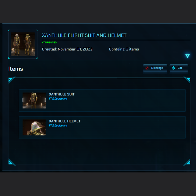 Xanthule Gold Flight Suit and Helmet - Subscriber Exclusive