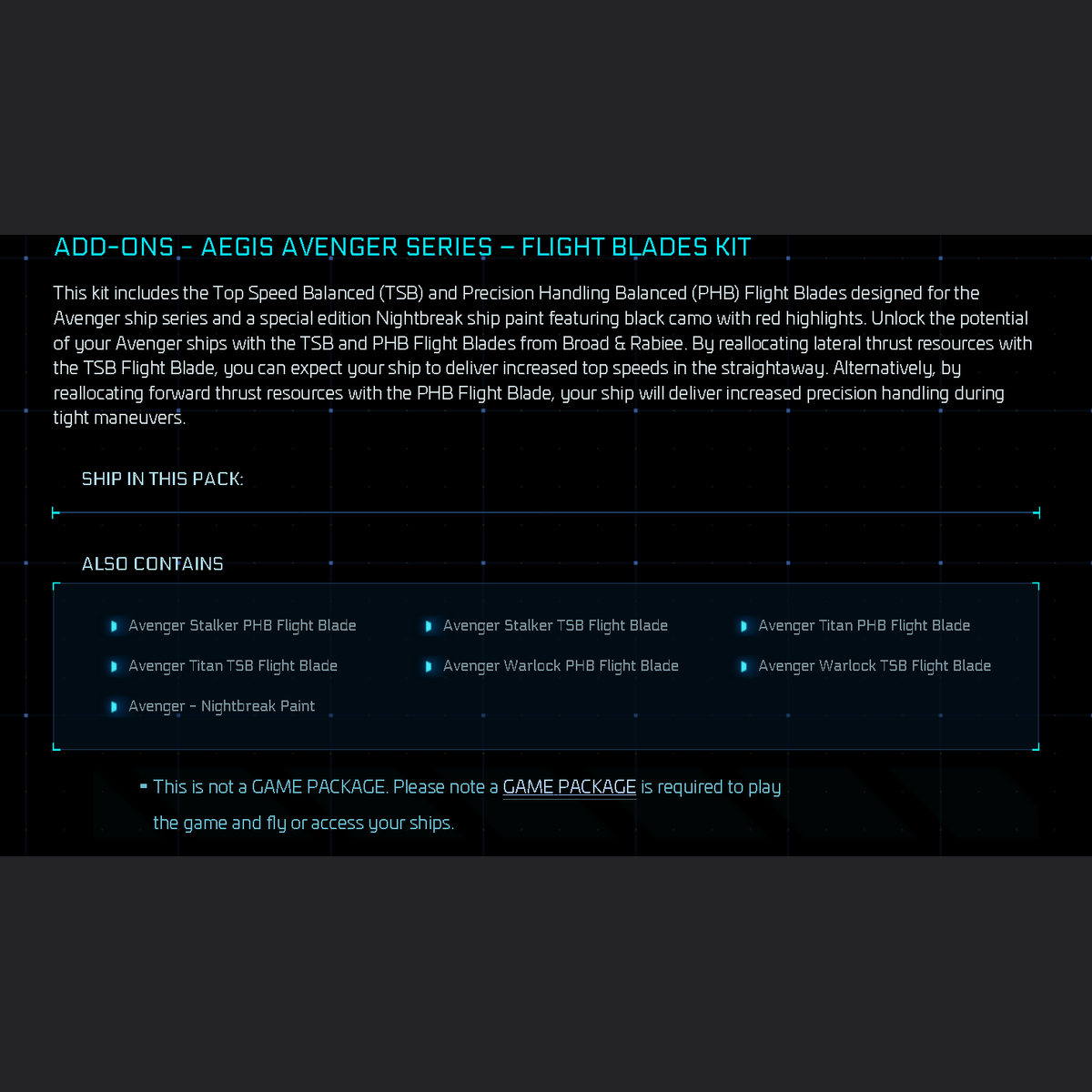 Aegis Avenger Flight Blade Kit Add-On with Nightbreak Paint