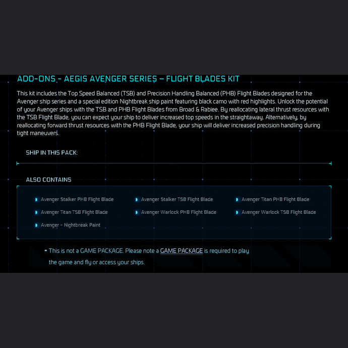 Aegis Avenger Flight Blade Kit Add-On with Nightbreak Paint