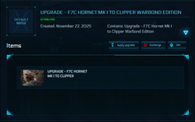 Load image into Gallery viewer, Upgrade - F7C Hornet Mk I to Clipper Warbond Edition 10y ins.