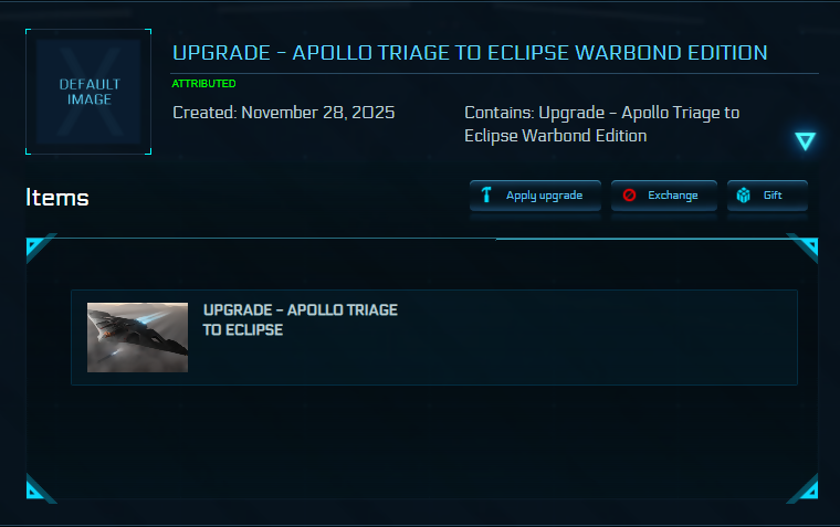 Upgrade - Apollo Triage to Eclipse Warbond Edition 10y. ins.