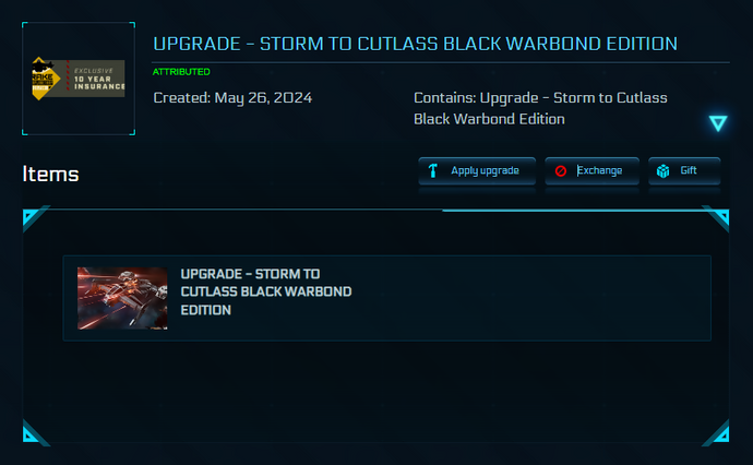 Upgrade - Storm to Cutlass Black Warbond Edition