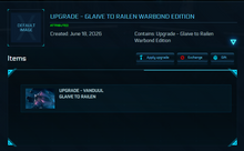 Load image into Gallery viewer, Upgrade - Glaive to Railen Warbond Edition | Space Foundry Marketplace.