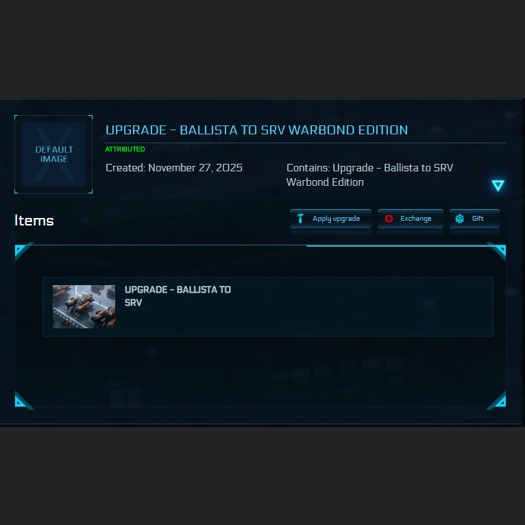 Upgrade - Ballista to SRV Warbond Edition 10y ins.
