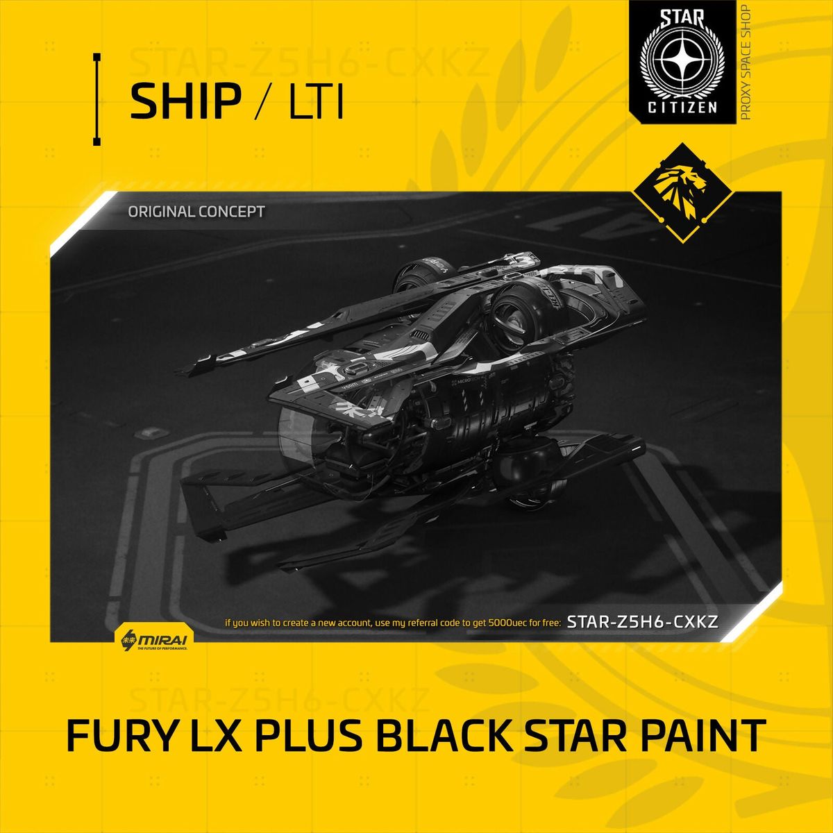 Mirai Fury Lx Plus Black Star Paint - Lti - Original Concept OC