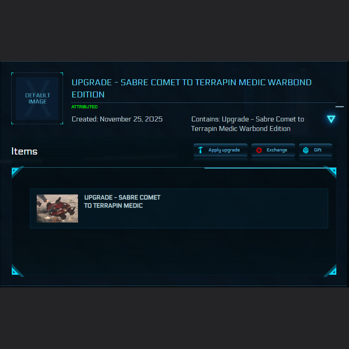 Upgrade - Sabre Comet to Terrapin Medic Warbond Edition 10y ins.