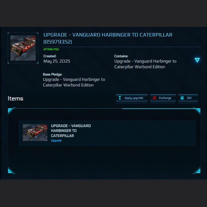 Upgrade - Vanguard Harbinger to Caterpillar Warbond Edition