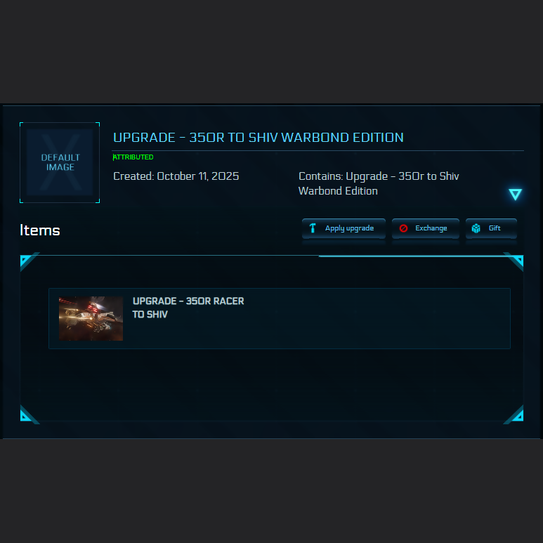 Upgrade - 350r to Shiv Warbond Edition 10y ins.
