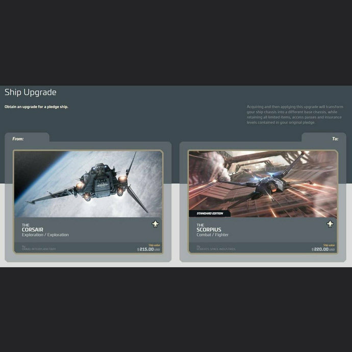 Corsair to Scorpius Upgrade CCU | Space Foundry Marketplace.