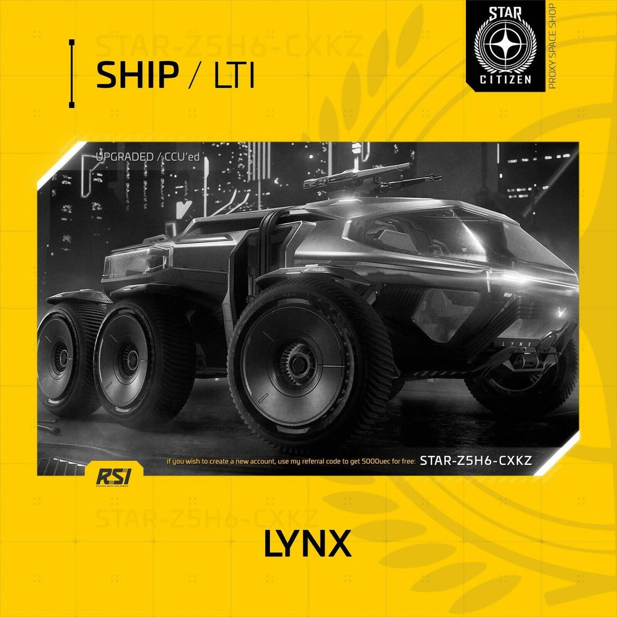 Space-Foundry.com: RSI Lynx Rover - LTI - (Lifetime Insurance) - CCU'd