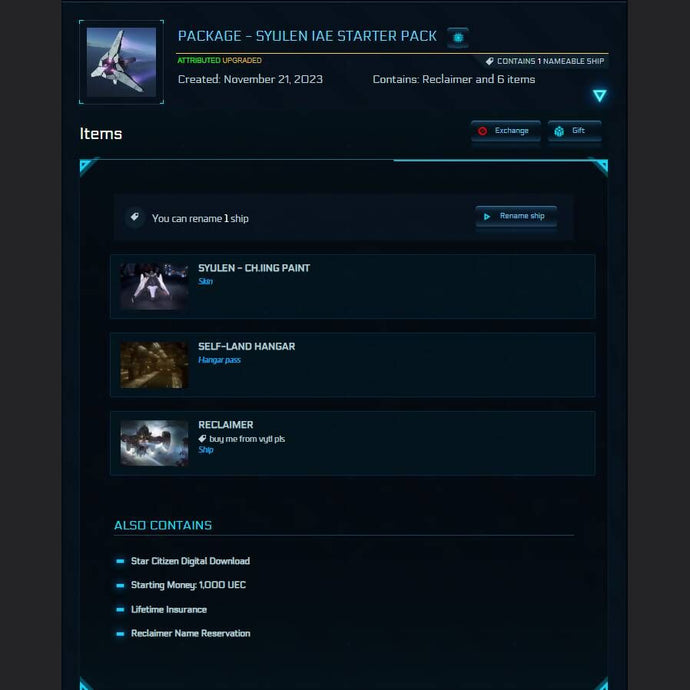 Reclaimer LTI Game Package